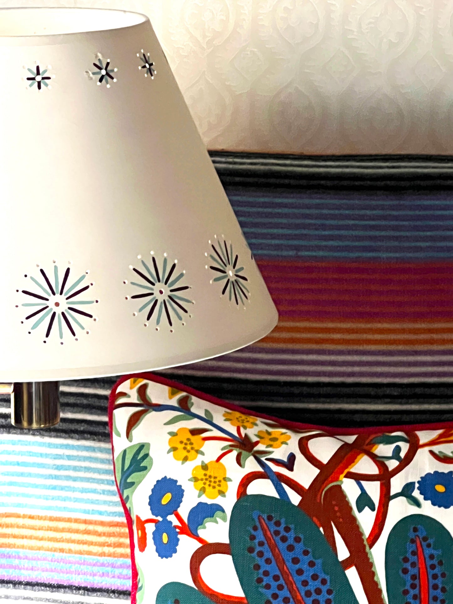 Fireworks Lampshade - Blue & Aubergine