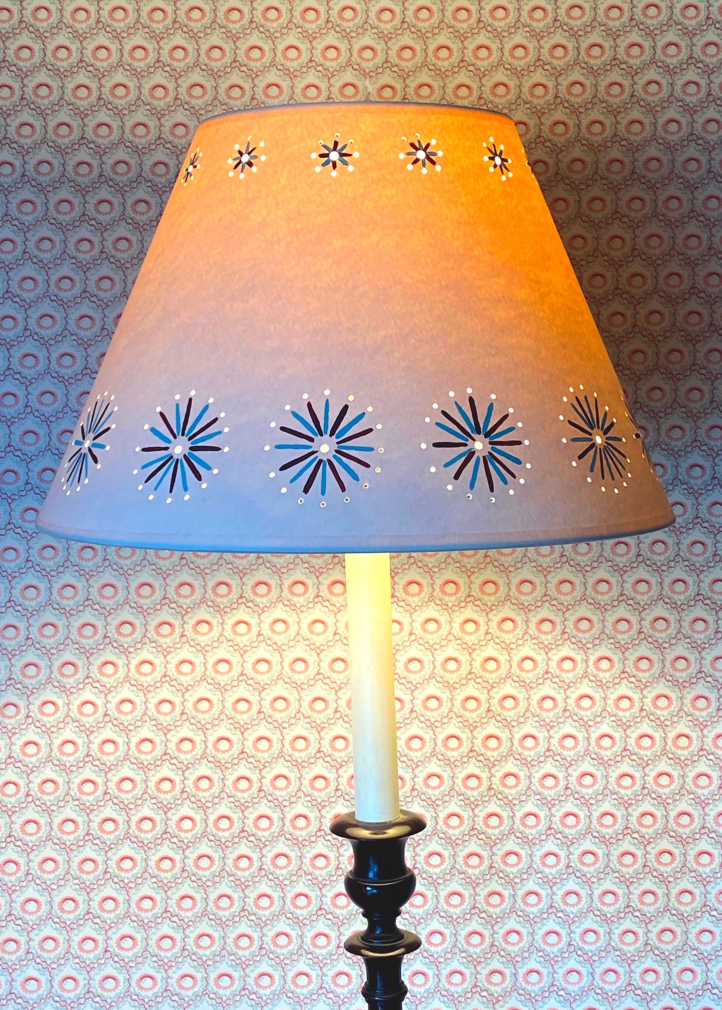 Fireworks Lampshade - Blue & Aubergine