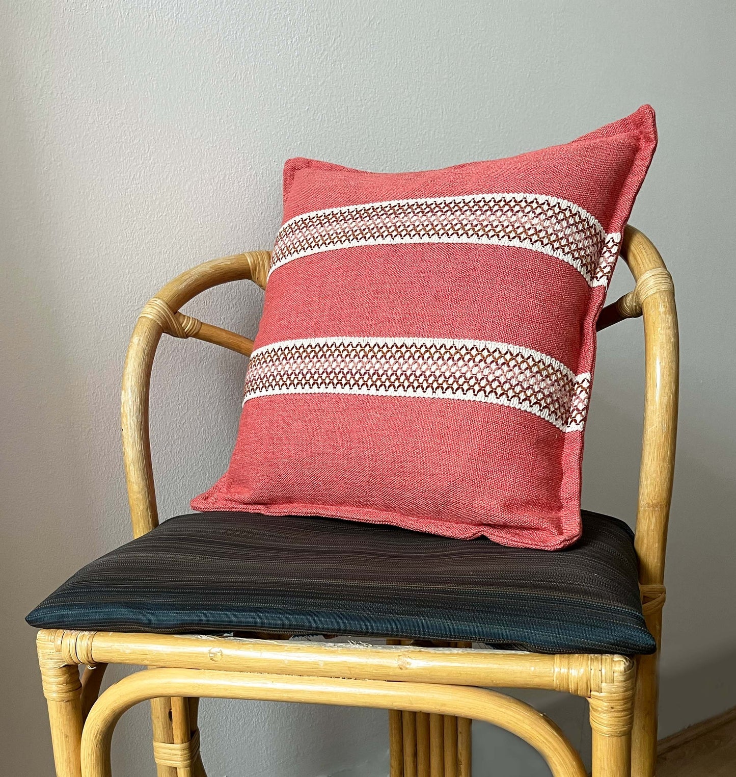 Pink Cushion with Braid & Knife Edge Finish
