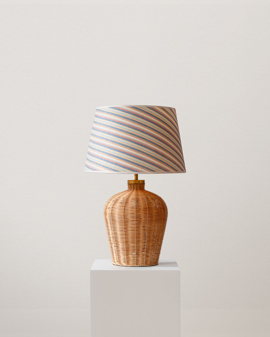 Burton Striped Horsehair French Drum Lampshade - Blue Multi Stripe