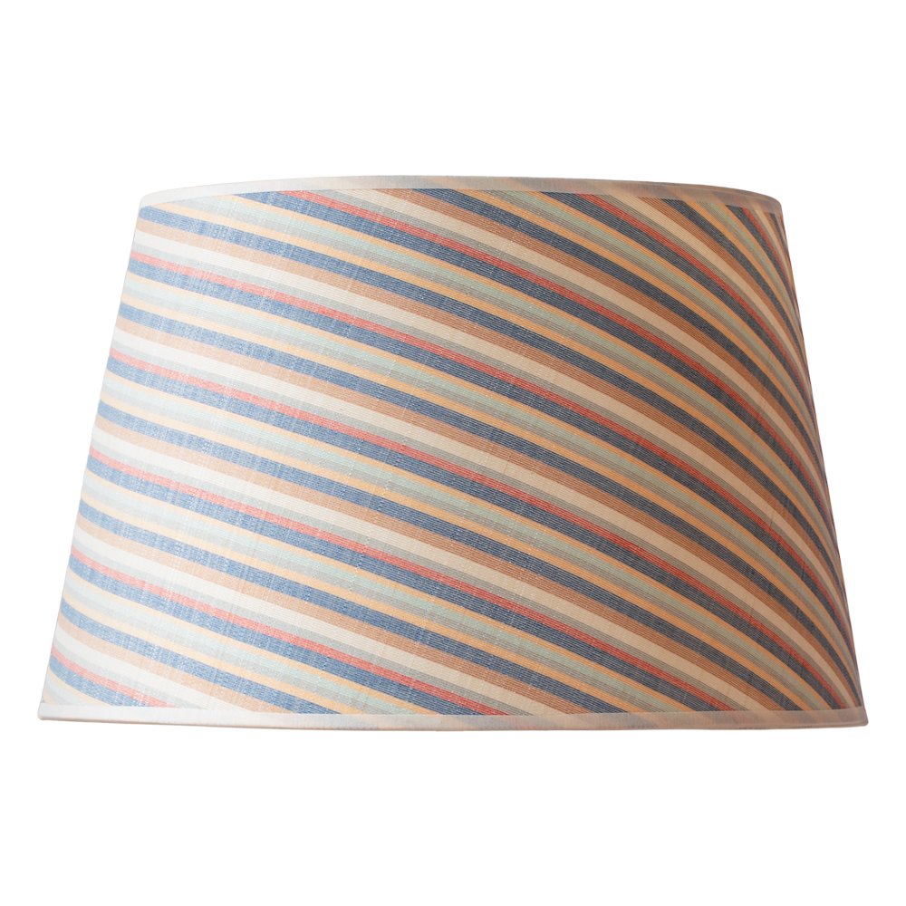 Burton Striped Horsehair French Drum Lampshade - Blue Multi Stripe