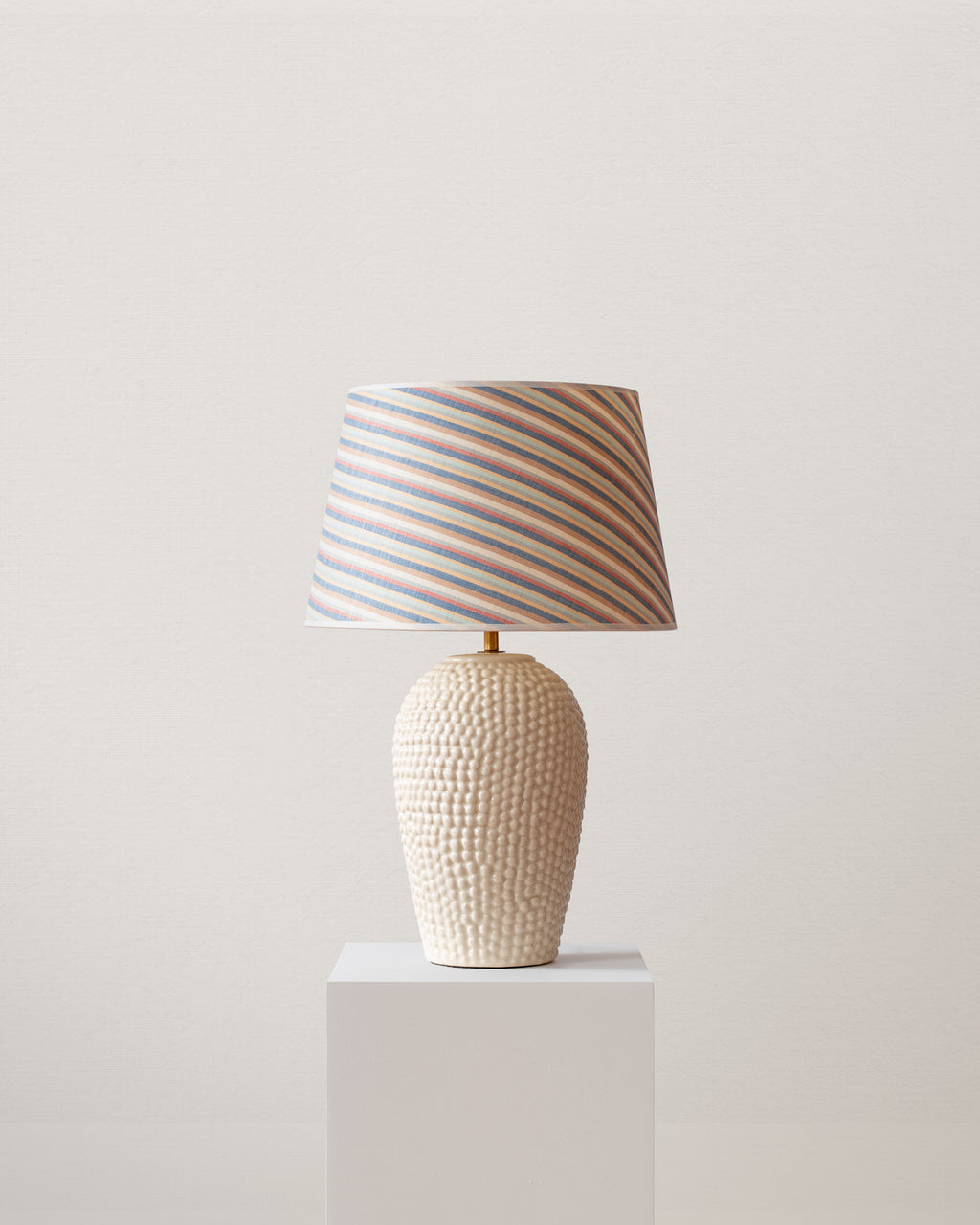 Burton Striped Horsehair French Drum Lampshade - Blue Multi Stripe