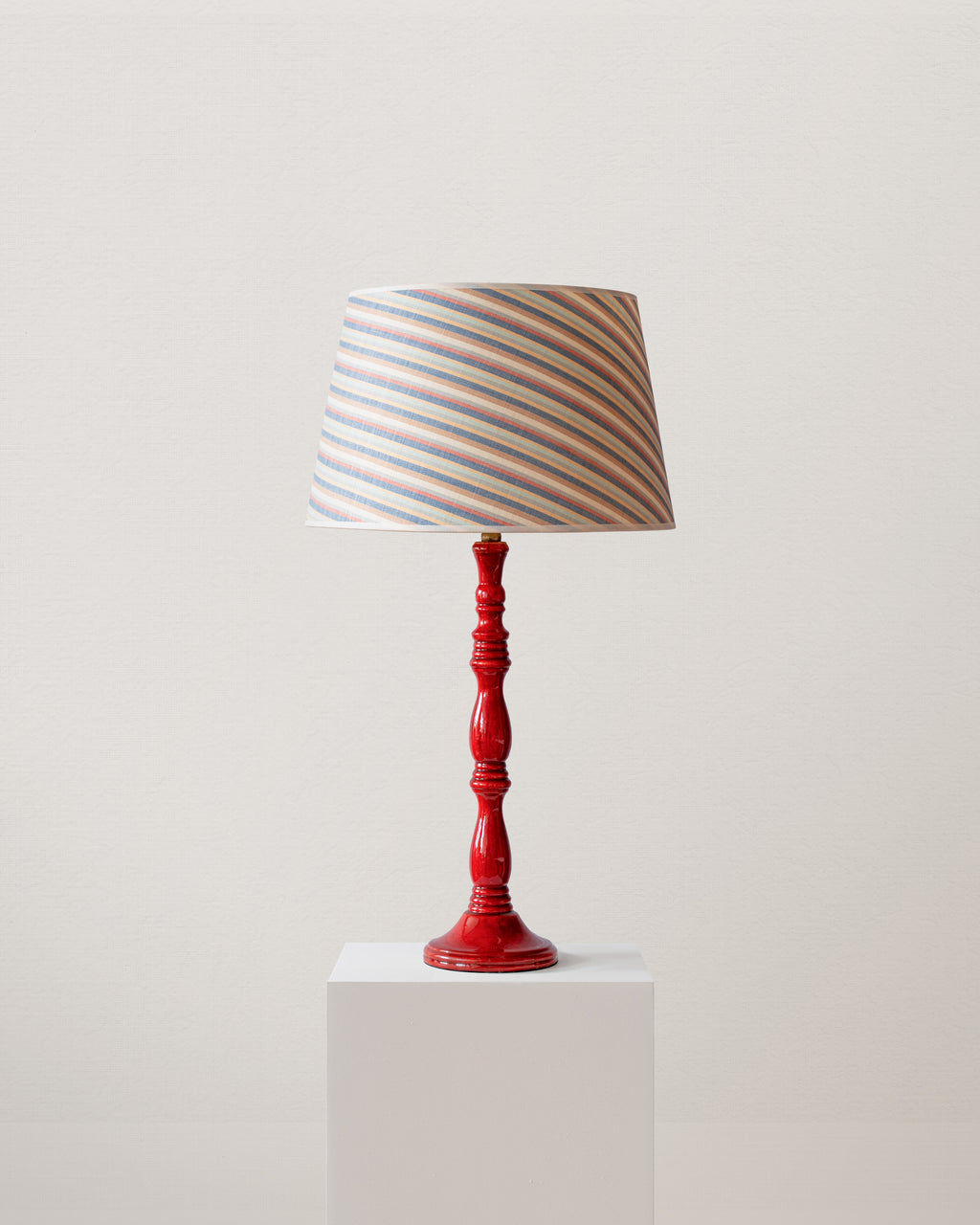 Burton Striped Horsehair French Drum Lampshade - Blue Multi Stripe