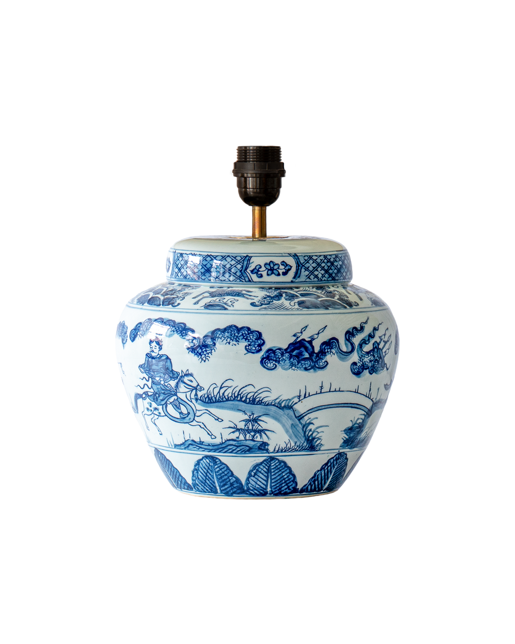 blue ceramic table lamp base