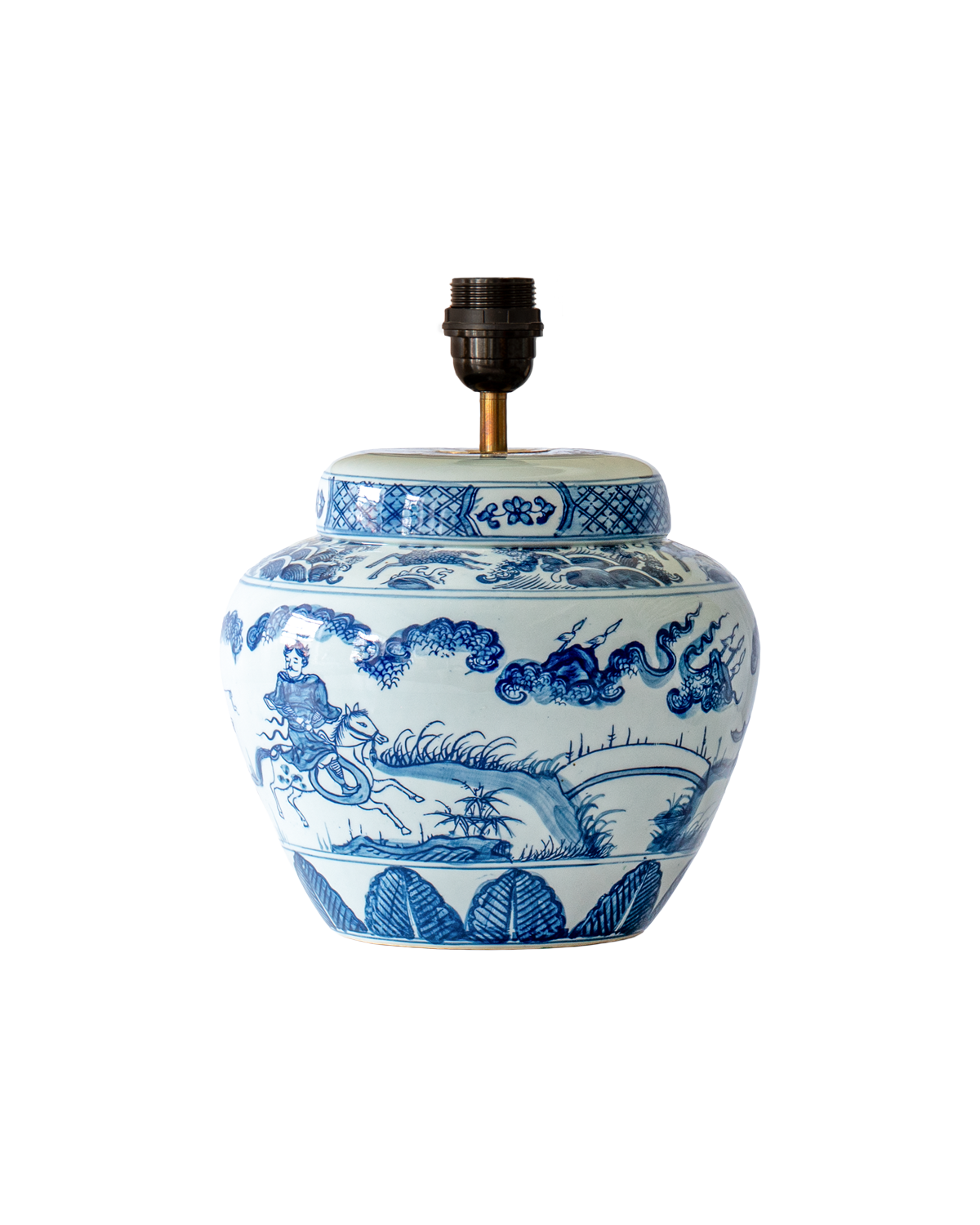 blue ceramic table lamp base