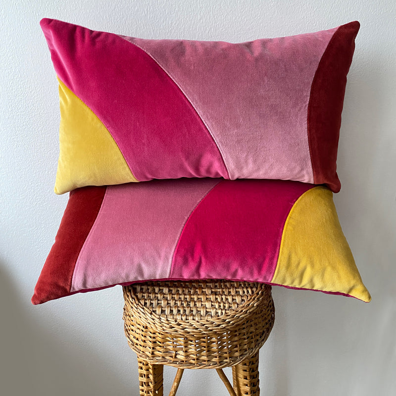 Handmade Tangram geometric velvet cushion