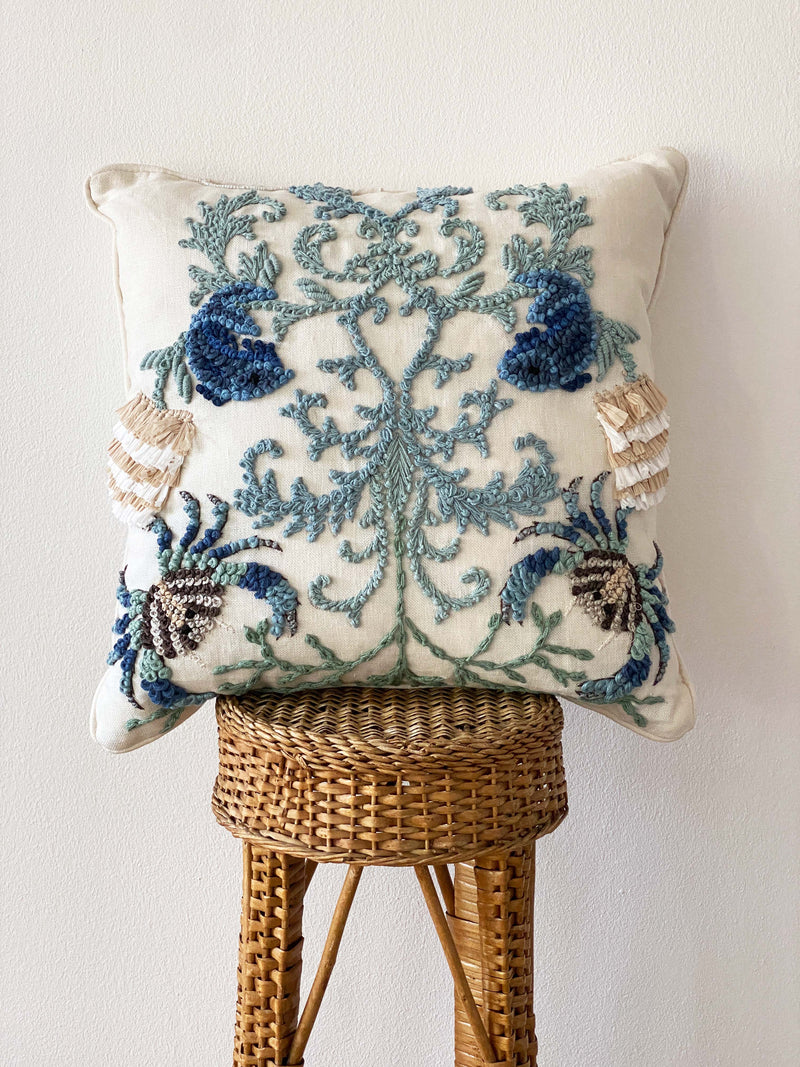 Embroidered Seaside Cushion