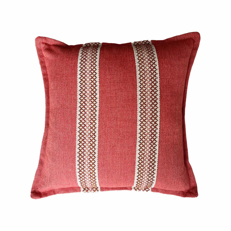 Pink cushion with braid with knife edge finish