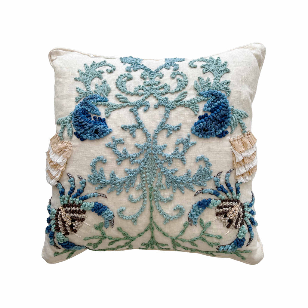Embroidered Seaside Cushion