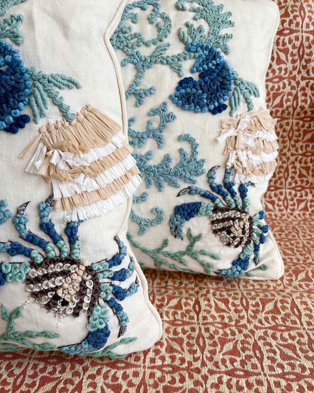 Embroidered Seaside Cushion